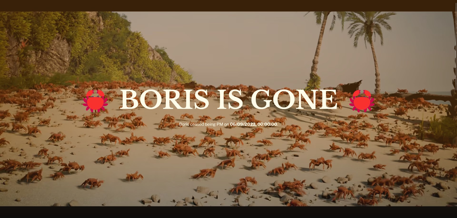 Is Boris Gone? website after he resigned.